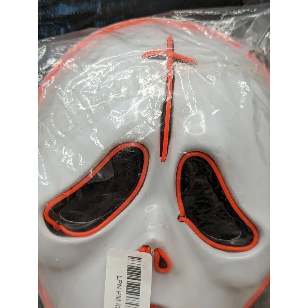 LED Light Up Scream Mask with Cross Purge Halloween Costume Mask NIP